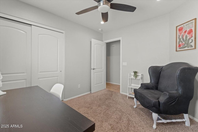 1703 E Palo Blanco Way, Gilbert, AZ 85296 - carpeted home office with a ceiling fan and baseboards
