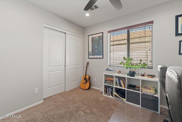 1703 E Palo Blanco Way, Gilbert, AZ 85296 - office space with a ceiling fan, carpet, and baseboards