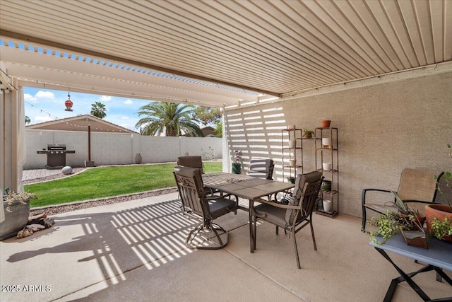 1703 E Palo Blanco Way, Gilbert, AZ 85296 - view of patio / terrace featuring outdoor dining area, grilling area, and a pergola