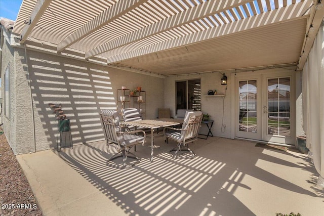 1703 E Palo Blanco Way, Gilbert, AZ 85296 - view of patio / terrace with french doors, a pergola, and outdoor dining space
