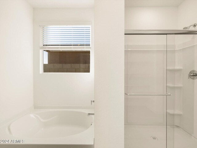 bathroom with separate shower and tub