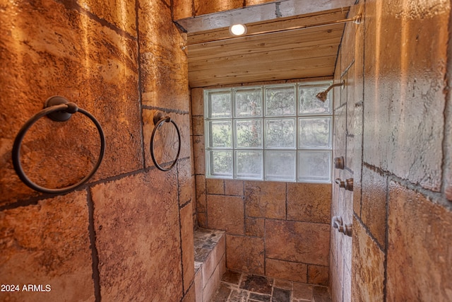 bathroom featuring wood ceiling