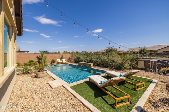 view of pool featuring pool water feature