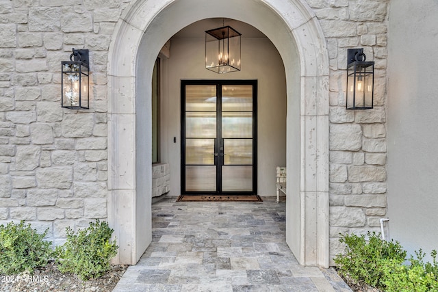 doorway to property featuring french doors