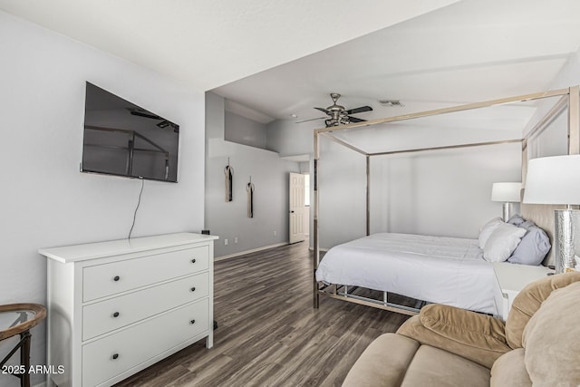 6846 S 26th Pl, Phoenix, AZ 85042 - bedroom with dark wood-style floors and ceiling fan