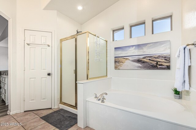 6846 S 26th Pl, Phoenix, AZ 85042 - bathroom featuring a garden tub, a stall shower, and tile patterned flooring