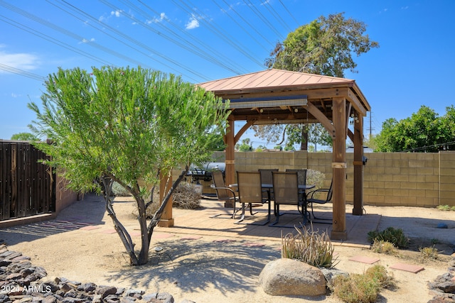 view of yard featuring a patio area and a gazebo