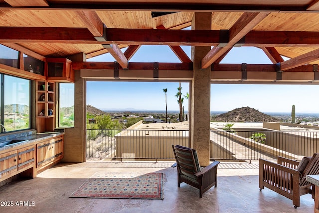8752 E Range Rider Trl, Mesa, AZ 85207 - view of patio with a gazebo, a sink, and a mountain view