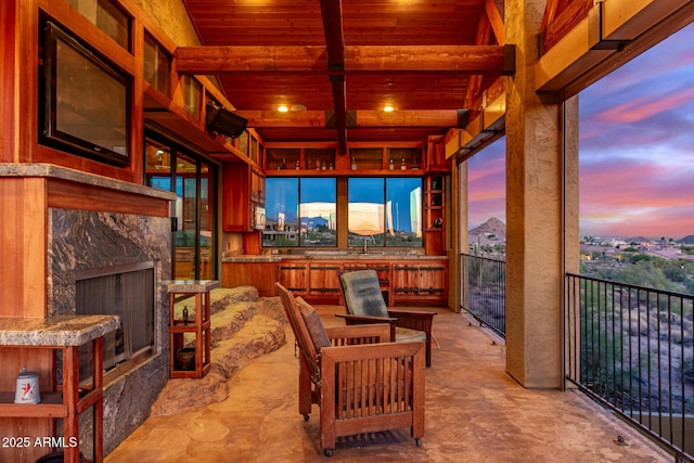 8752 E Range Rider Trl, Mesa, AZ 85207 - sunroom / solarium with beam ceiling and a sink
