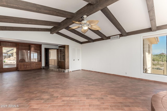 8752 E Range Rider Trl, Mesa, AZ 85207 - unfurnished living room featuring baseboards and a ceiling fan