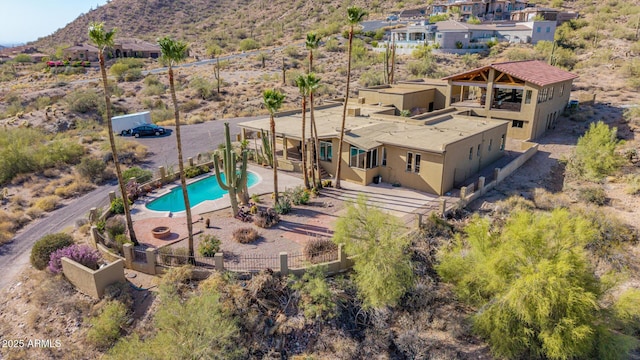 8752 E Range Rider Trl, Mesa, AZ 85207 - view from above of property featuring a mountainous background and a pool