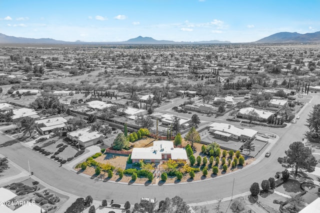 drone / aerial view with a mountain view