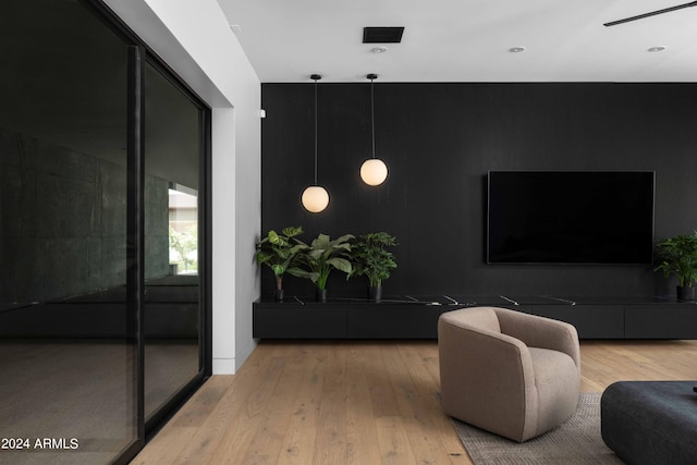 interior space with hardwood / wood-style flooring