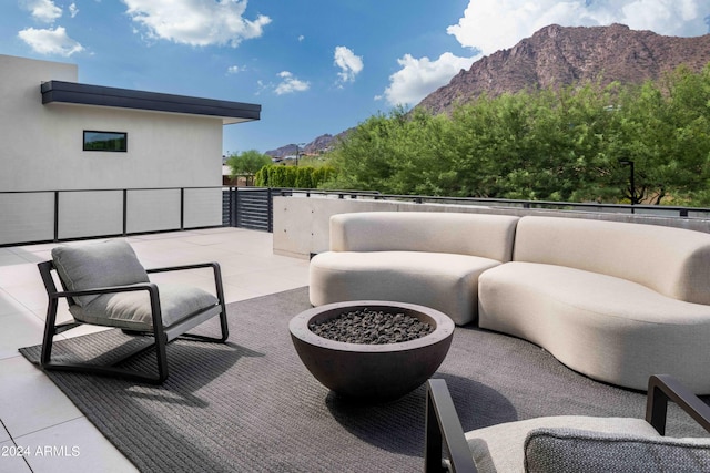 view of patio with a mountain view