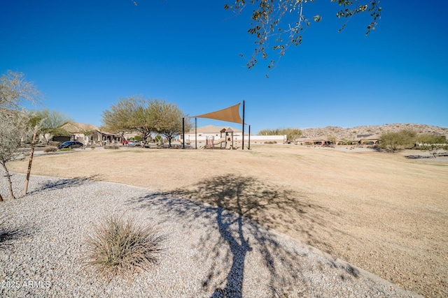 exterior space featuring a mountain view