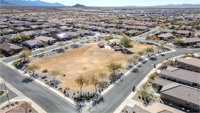 bird's eye view featuring a residential view and a mountain view