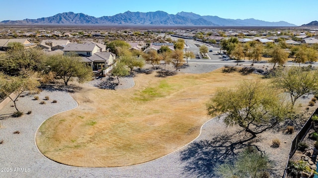 aerial view featuring a residential view and a mountain view