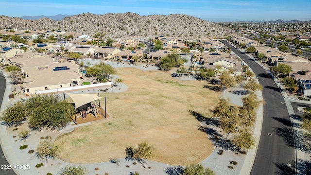 bird's eye view featuring a residential view and a mountain view