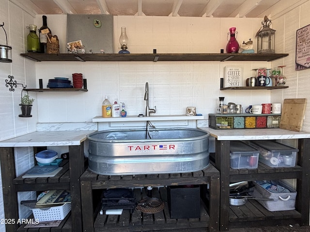 kitchen featuring open shelves