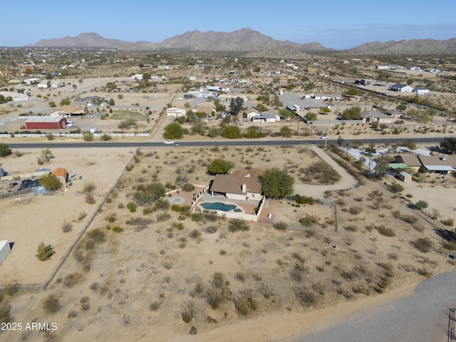 drone / aerial view with a mountain view