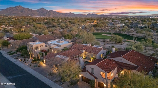 birds eye view of property featuring a residential view and a mountain view