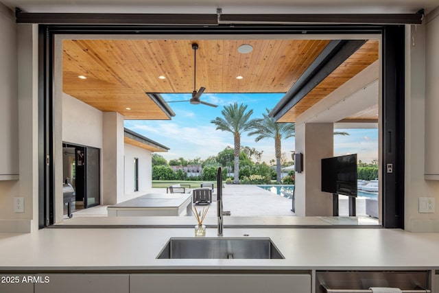 9148 N 66th Pl, Paradise Valley, AZ 85253 - kitchen with a sink, dishwasher, wooden ceiling, and recessed lighting