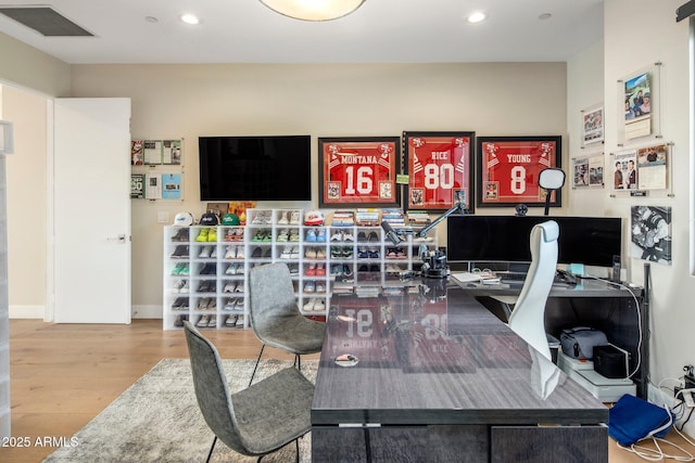 9148 N 66th Pl, Paradise Valley, AZ 85253 - office area featuring wood finished floors and recessed lighting