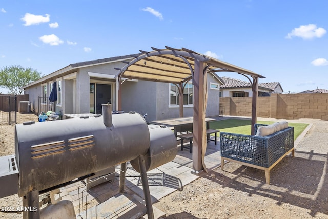6919 S 13th Pl, Phoenix, AZ 85042 - fenced backyard featuring a pergola, a patio, and an outdoor hangout area