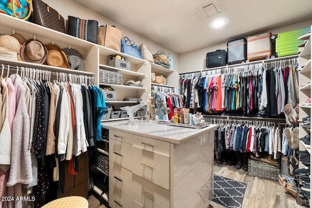 spacious closet featuring light wood-type flooring