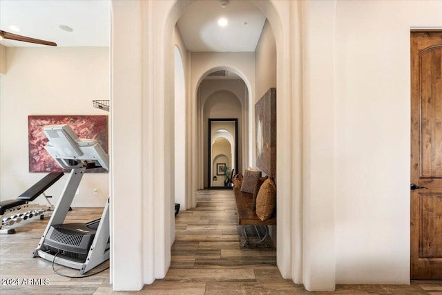 corridor featuring hardwood / wood-style flooring