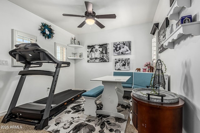 4463 S Oregon Ct, Chandler, AZ 85248 - workout room featuring ceiling fan and baseboards