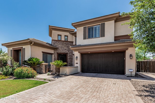 4463 S Oregon Ct, Chandler, AZ 85248 - view of front of home with stucco siding, decorative driveway, and a garage