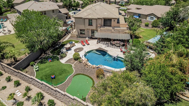 4463 S Oregon Ct, Chandler, AZ 85248 - aerial perspective of suburban area with a pool area