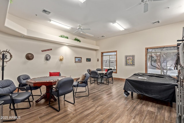 dining area featuring ceiling fan