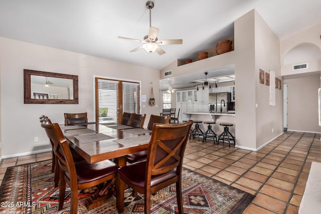 6118 E Star Valley St, Mesa, AZ 85215 - dining space featuring baseboards, visible vents, and a ceiling fan