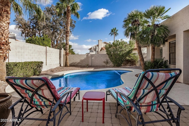 6118 E Star Valley St, Mesa, AZ 85215 - view of swimming pool with a fenced in pool, a fenced backyard, and a patio