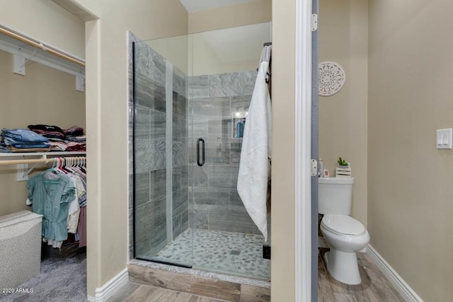 1101 S 4th St, Avondale, AZ 85323 - bathroom with a stall shower, wood finished floors, and a spacious closet