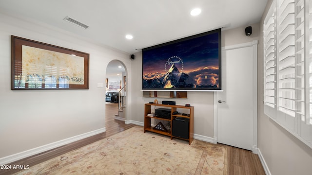 interior space with light hardwood / wood-style floors