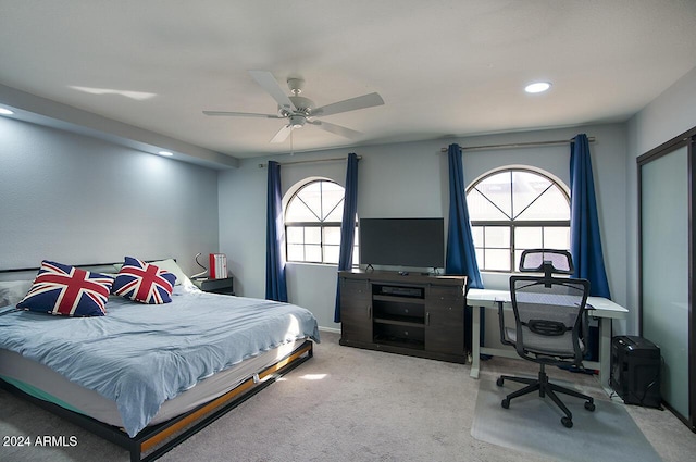 bedroom with carpet and ceiling fan