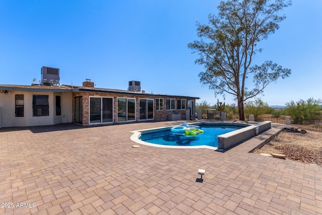 1024 E Saddle Mountain Rd, Phoenix, AZ 85086 - view of swimming pool with a fenced backyard, a patio, and central air condition unit