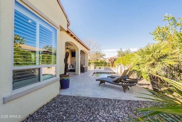 view of patio / terrace featuring a fenced in pool and a fenced backyard