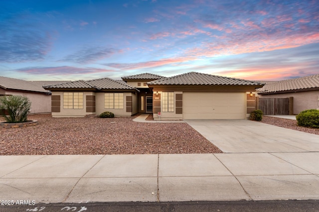 view of front of home featuring a garage