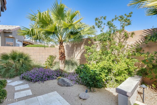 view of yard with a fenced backyard