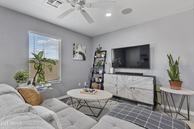 4410 S 12th Dr Unit 1-2, Phoenix, AZ 85041 - living area with baseboards, ceiling fan, and recessed lighting