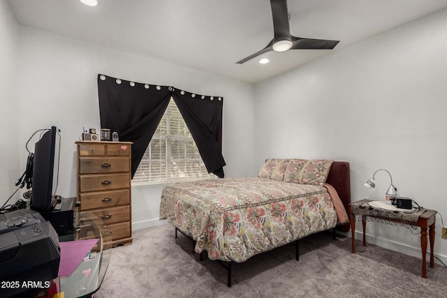 10101 N Arabian Trl Unit 2018, Scottsdale, AZ 85258 - carpeted bedroom with recessed lighting, baseboards, and a ceiling fan