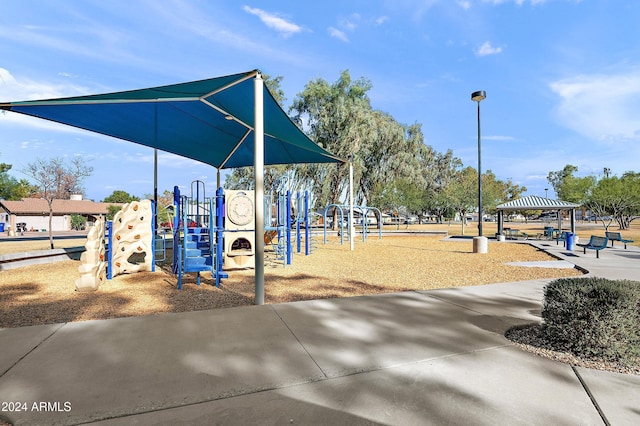 view of jungle gym with a gazebo