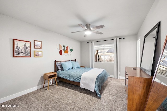 bedroom featuring carpet and ceiling fan