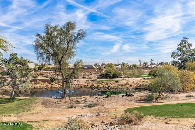 view of yard with a water view