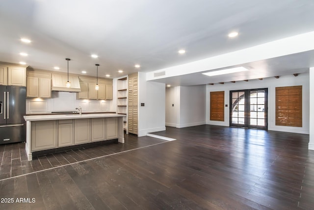 3646 W Brown St, Phoenix, AZ 85051 - kitchen with high quality fridge, recessed lighting, open floor plan, light countertops, and open shelves