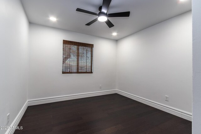 3646 W Brown St, Phoenix, AZ 85051 - spare room with a ceiling fan, dark wood finished floors, baseboards, and recessed lighting